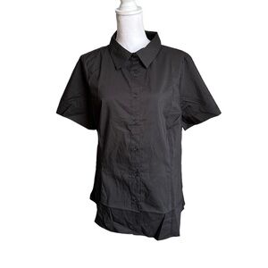 Doublju Black Button Down Short Sleeve Shirt Size 1X